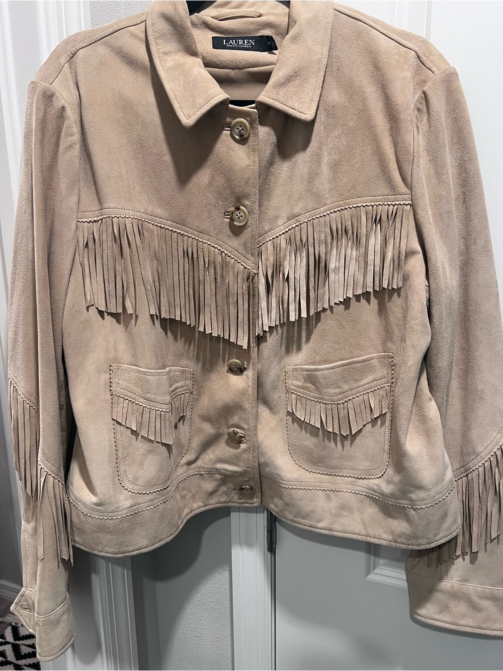 Ralph Lauren Beige Suede Fringe Jacket